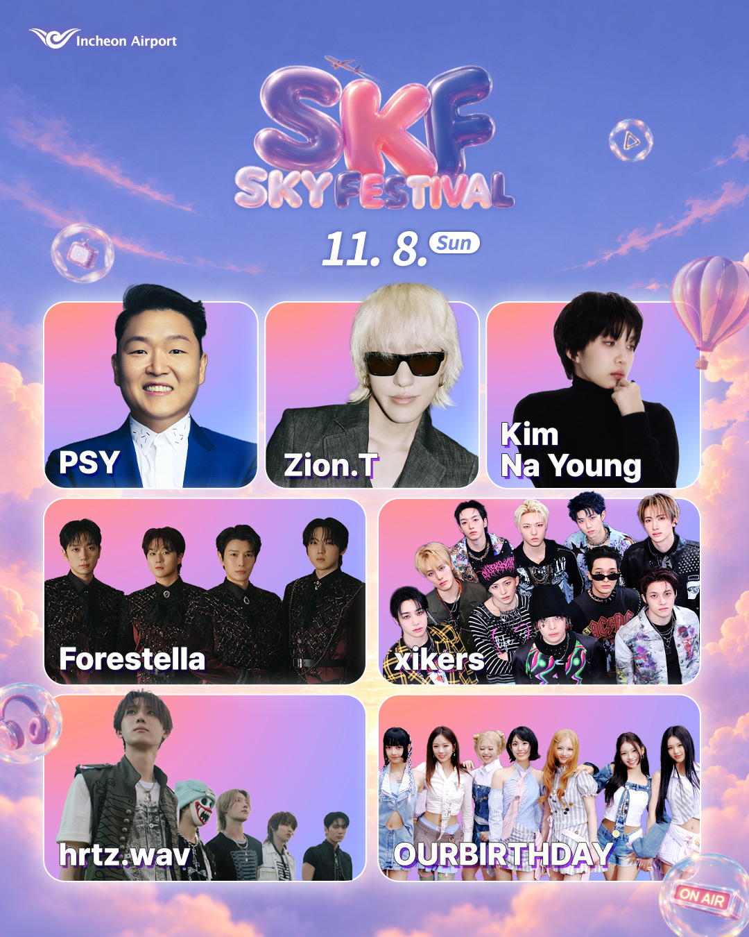 2026년 11월 8일 라인업: PSY, Zion.T, Kim Na Young, Forestella, xikers, hrtz.wav, OURBIRTHDAY